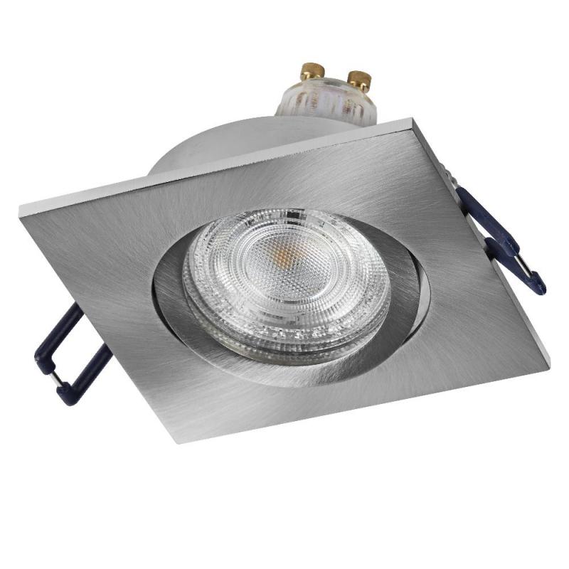 3er Set OSRAM GU10 4,5W LED Spot Set Recess Square Click Satin Nickel 2700K IP20 Einbaustrahler -  Einbaudurchmesser 68mm, Einbautiefe 100mm