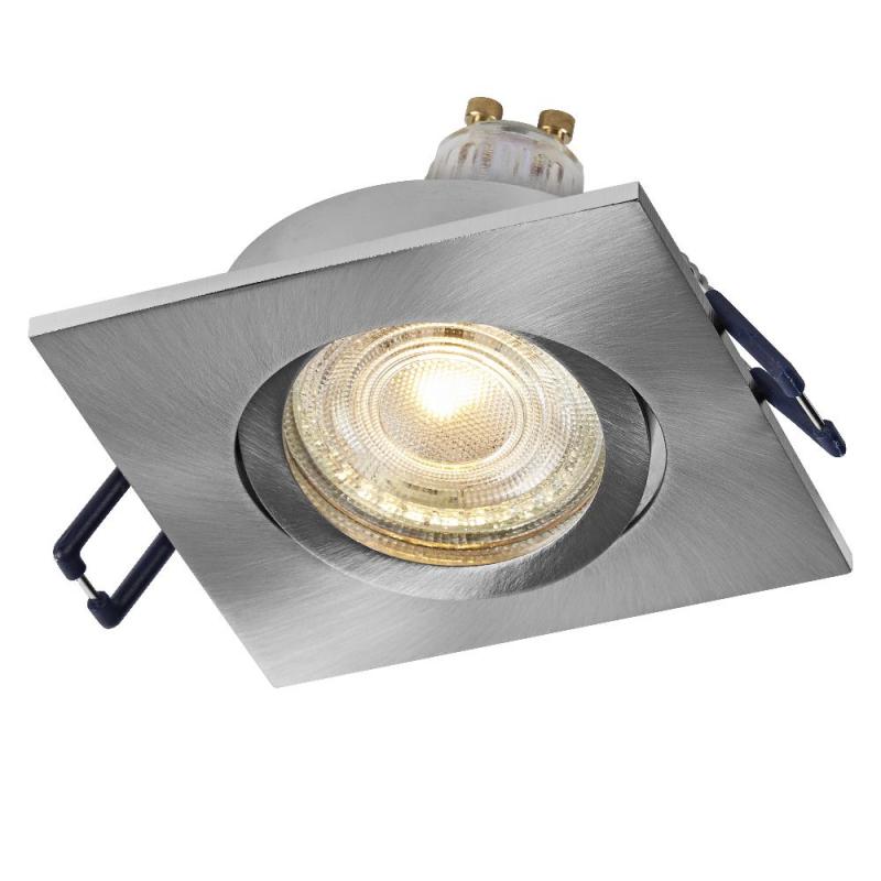 3er Set OSRAM GU10 4,5W LED Spot Set Recess Square Click Satin Nickel 2700K IP20 Einbaustrahler -  Einbaudurchmesser 68mm, Einbautiefe 100mm