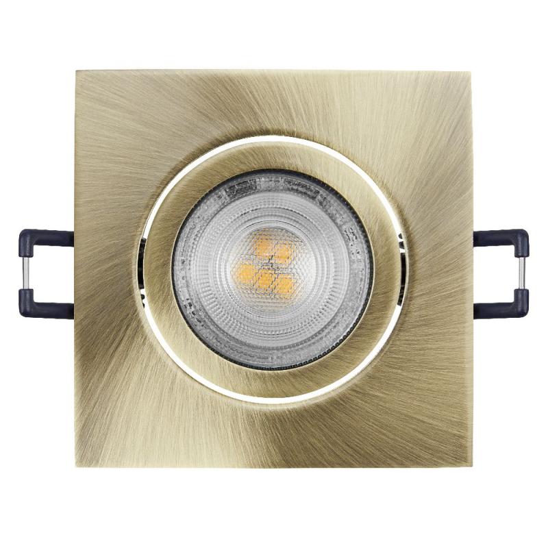 3er Set OSRAM GU10 4,5W LED Spot Set Recess Square Click 3er Set Grünes Messing 2700K IP20 Einbaustrahler -  Einbaudurchmesser 68mm, Einbautiefe 100mm