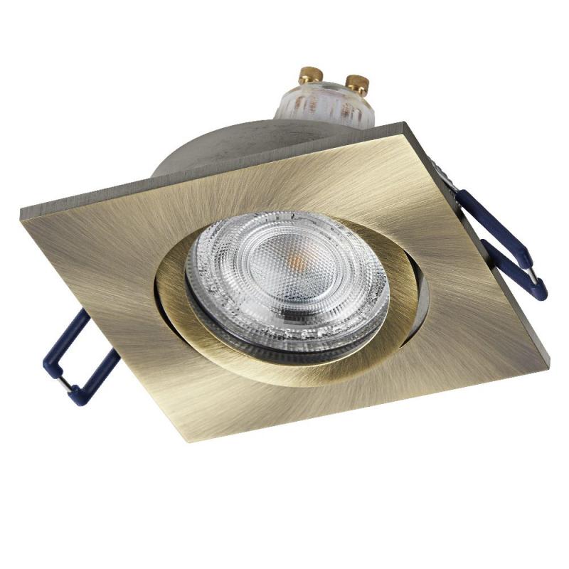 3er Set OSRAM GU10 4,5W LED Spot Set Recess Square Click 3er Set Grünes Messing 2700K IP20 Einbaustrahler -  Einbaudurchmesser 68mm, Einbautiefe 100mm