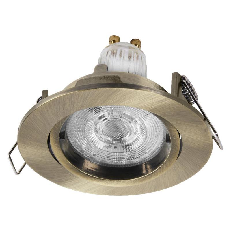 3er Set OSRAM GU10 LED Spot Set Recess Twistlock 2,6W 3er Set Grünes Messing 2700K IP20 Einbaustrahler - Einbaudurchmesser 75mm, Einbautiefe 100mm