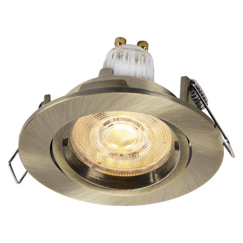 3er Set OSRAM GU10 LED Spot Set Recess Twistlock 2,6W 3er Set Grünes Messing 2700K IP20 Einbaustrahler - Einbaudurchmesser 75mm, Einbautiefe 100mm