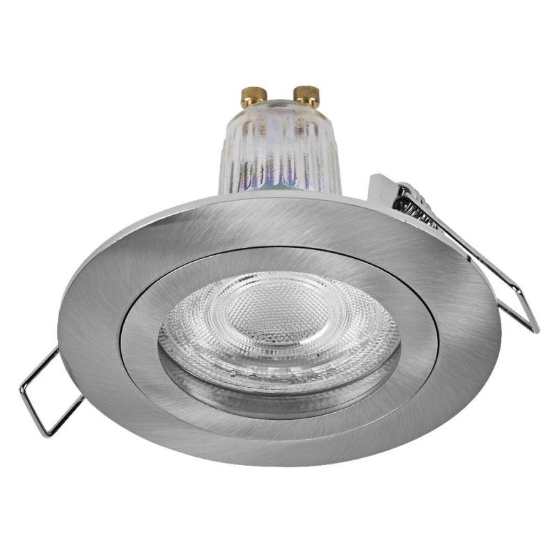 3er Set OSRAM GU10 4,5W LED Spot Set Recess Click Einbaustrahler Satin Nickel 2700K IP20 -  Einbaudurchmesser 60mm, Einbautiefe 100mm