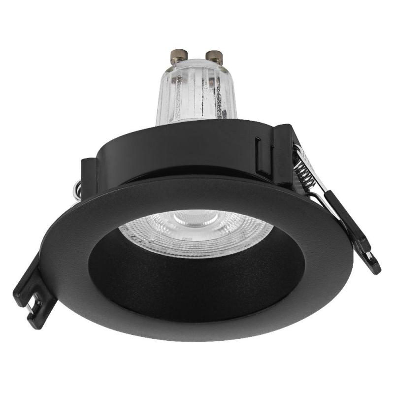 5er Set OSRAM GU10 2,6W LED Spot Set Recess Einbaustrahler Schwarz 2700K IP20 -  Einbaudurchmesser 68mm, Einbautiefe 115mm