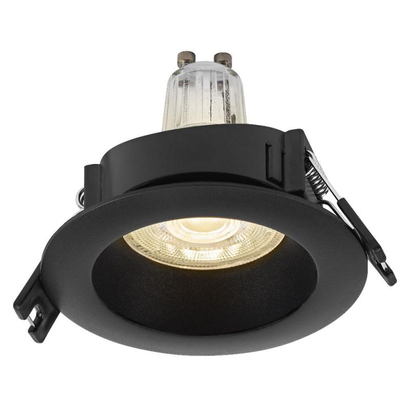 5er Set OSRAM GU10 2,6W LED Spot Set Recess Einbaustrahler Schwarz 2700K IP20 -  Einbaudurchmesser 68mm, Einbautiefe 115mm