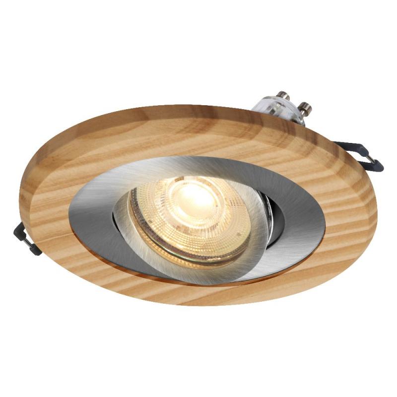 OSRAM Wood Spot GU10 Bright 4,5W Satin Nickel Einbaustrahler IP20 - Einbaudurchmesser 68mm, Einbautiefe 115mm