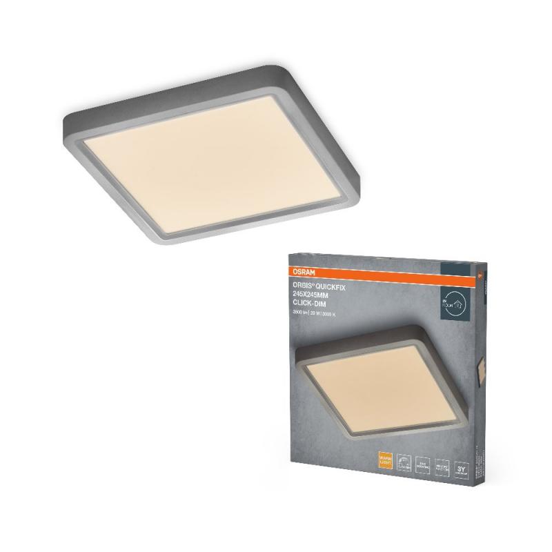 OSRAM ORBIS QUICKFIX SQUARE 245x245mm 20W CLICK DIM 830 SILBER