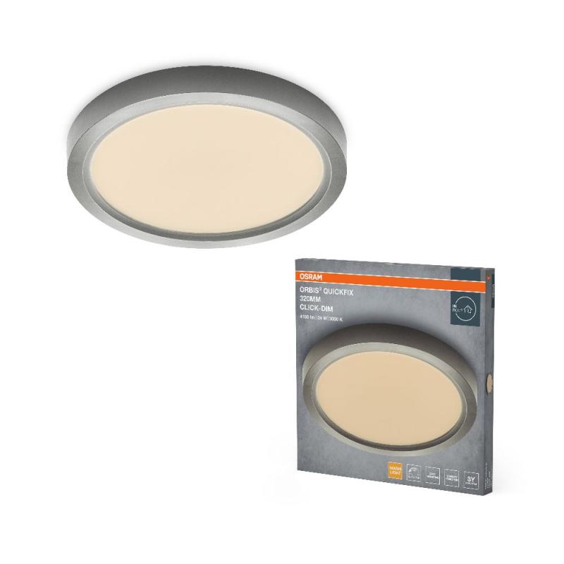 OSRAM ORBIS QUICKFIX ROUND DECKENLAMPE 320mm 24W CLICK DIM 830 SILBER