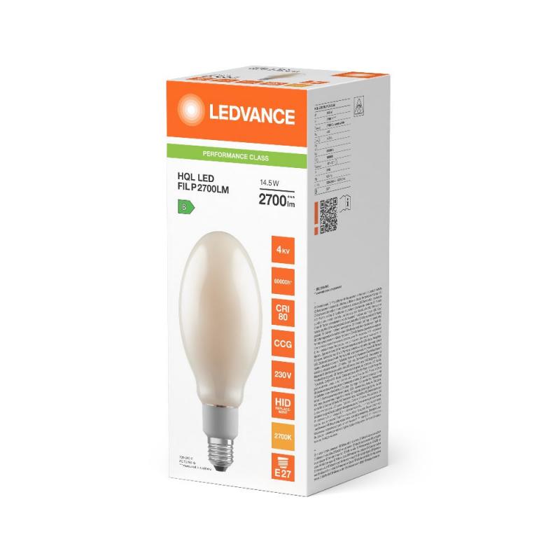 Ledvance E27 LED Straßenlampe HQL 2700lm 14.5W wie 80W 827 2700K warmweißes Licht IP65