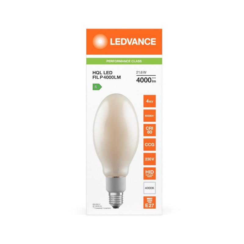 Ledvance E27 LED Straßenlampe HQL 4000LM 21.6W wie 80W 840 4000K IP65