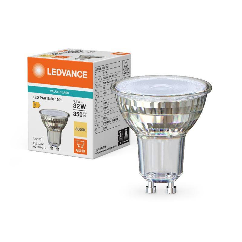 Ledvance GU10 PAR16 LED Spot 120° 3.1W wie 32W 3000K warmweißes Licht