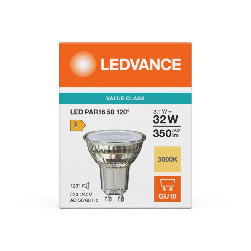 Ledvance GU10 PAR16 LED Spot 120° 3.1W wie 32W 3000K warmweißes Licht