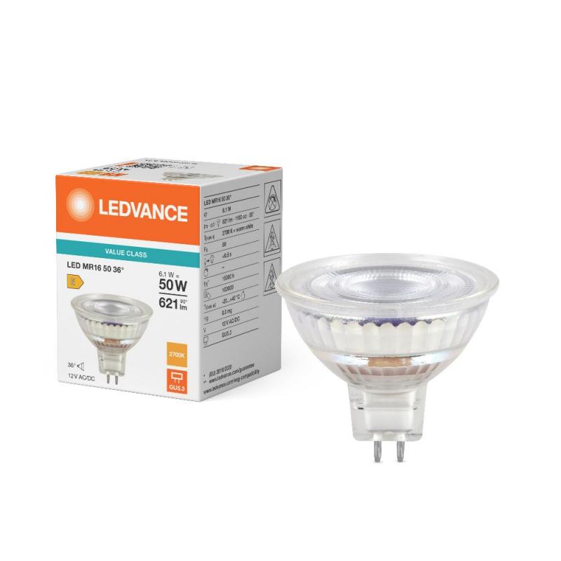 Ledvance GU5.3 MR16 LED Strahler 36° 6.1W wie 50W 2700K warmweißes Licht mit kleinem Lichtwinkel