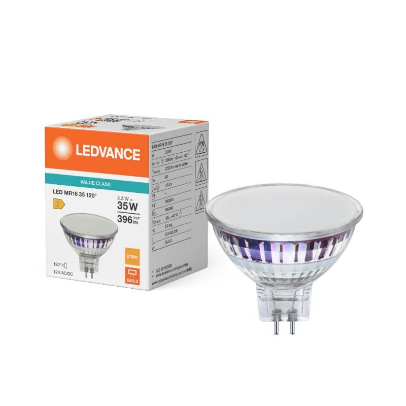 Ledvance GU5.3 MR16 LED Strahler 120° 3.3W wie 35W 2700K warmweißes Licht mit breitem Lichtwinkel
