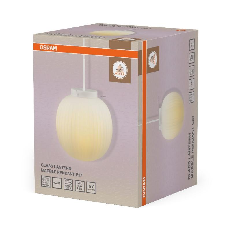 OSRAM DECOR GLASS LANTERN MARBLE PENDANT E27 HÄNGELEUCHTE Marmor/Glas
