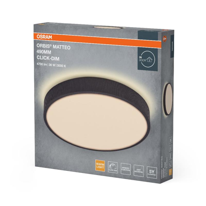OSRAM ORBIS MATTEO 490mm 36W CLICK DIM 830 GRAU DECKENLAMPE