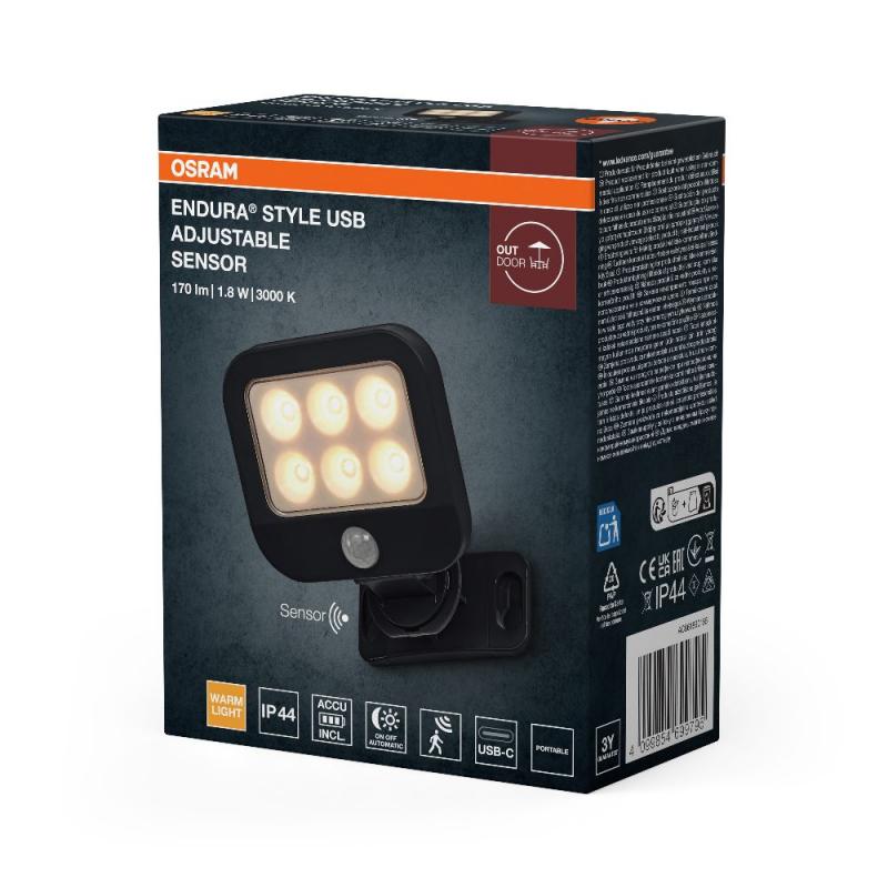 OSRAM ENDURA Style USB Adjustable Up-Down Sensor Dark Grey Akku Außenwandleuchte