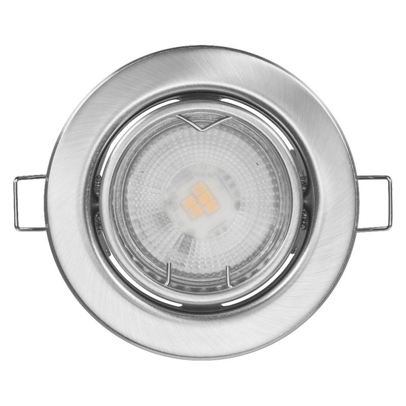 3er Set OSRAM GU10 Spot Set Recess Adjustable 4,5W 827 Satin Nickel LED Einbaustrahler - Einbaudurchmesser 68mm, Einbautiefe 100mm