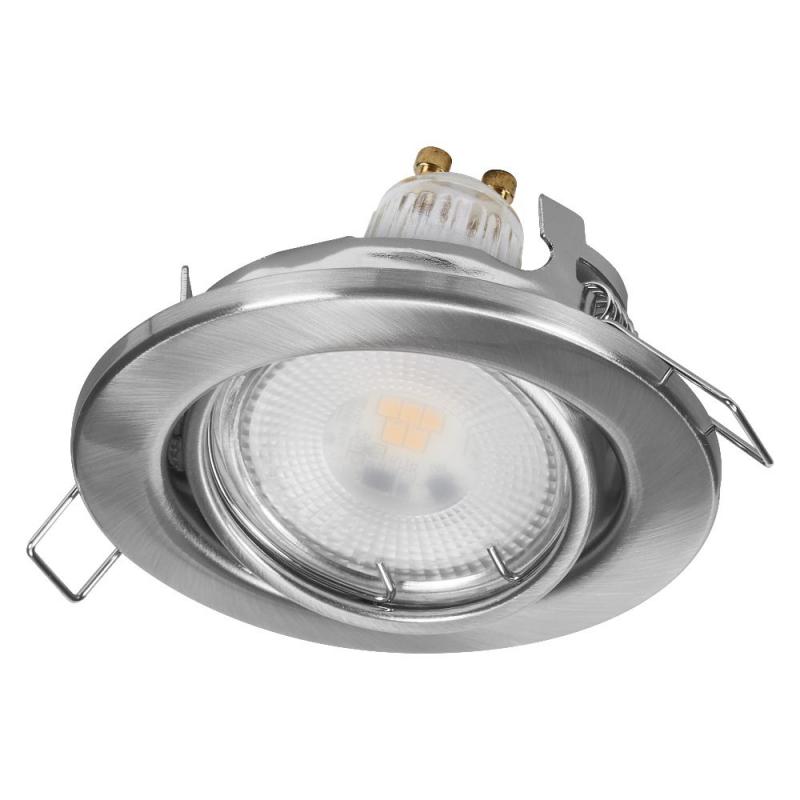 3er Set OSRAM GU10 Spot Set Recess Adjustable 4,5W 827 Satin Nickel LED Einbaustrahler - Einbaudurchmesser 68mm, Einbautiefe 100mm