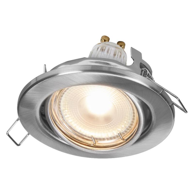 3er Set OSRAM GU10 Spot Set Recess Adjustable 4,5W 827 Satin Nickel LED Einbaustrahler - Einbaudurchmesser 68mm, Einbautiefe 100mm