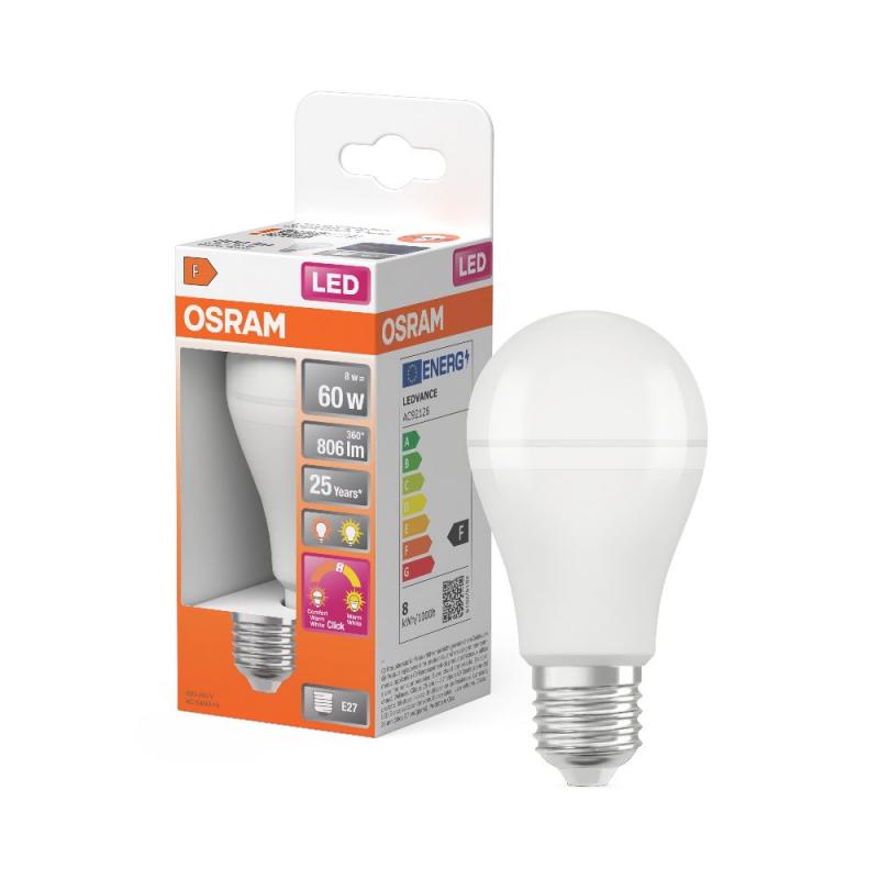 OSRAM E27 Nachtlicht Lampe LED Superstar+ Classic A60 Nightlight 8W 2700K/2000K matt