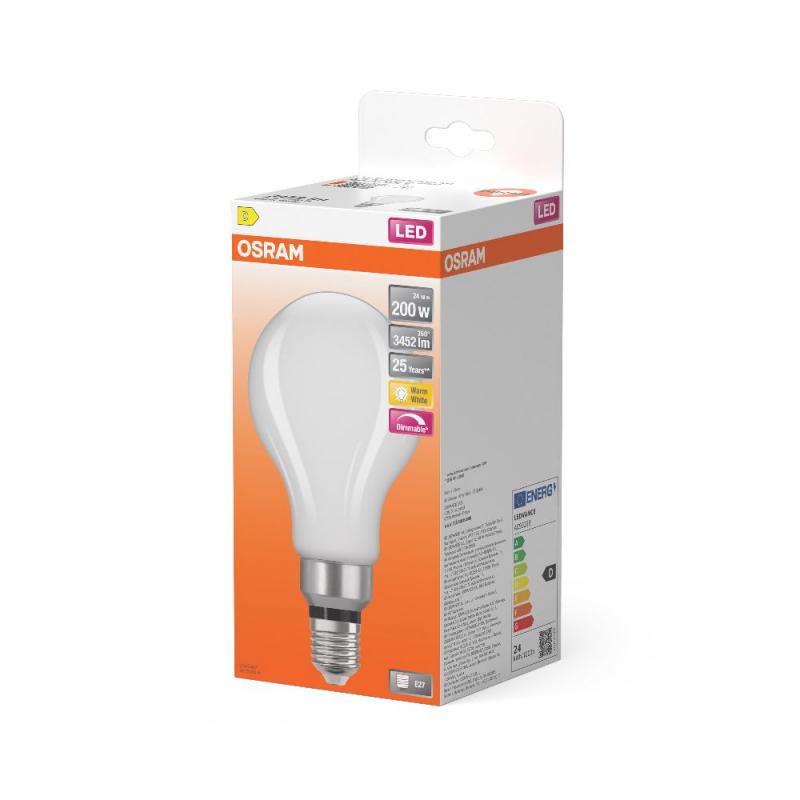 OSRAM E27  LED SUPERSTAR CLASSIC A 200 Lampe dimmbat 24W wie 200W 827 Matt 2700K 3452 lm Warmweiß