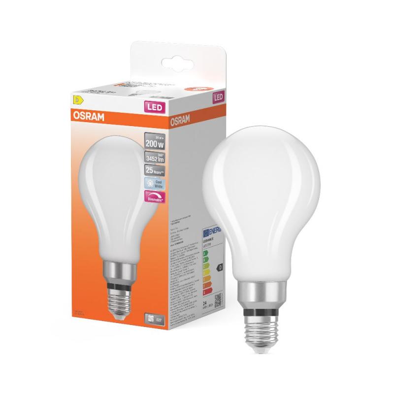 OSRAM E27  LED SUPERSTAR CLASSIC A 200 Lampe dimmbar 24W wie 200W 840 Matt 4000K 3452 lm Kaltweiß