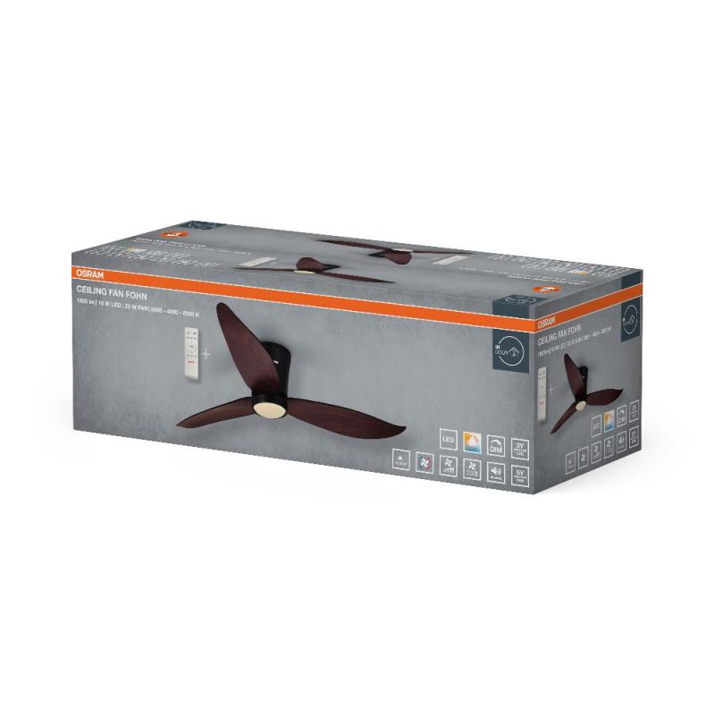 OSRAM Ceiling Fan Fohn 41W CCT Deckenventilator mit Licht 3000-6500K dimmbar