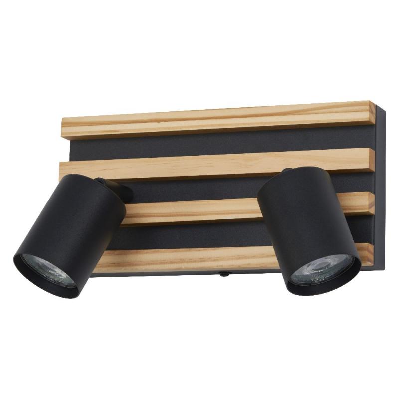 OSRAM Spot Acoustic 2x GU10 LED Spot Leuchte Schwarz Holz IP20 Wand Decke