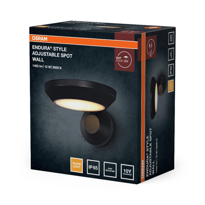 OSRAM ENDURA Style Adjustable Spot IP65 Wall 12W Dark Grey