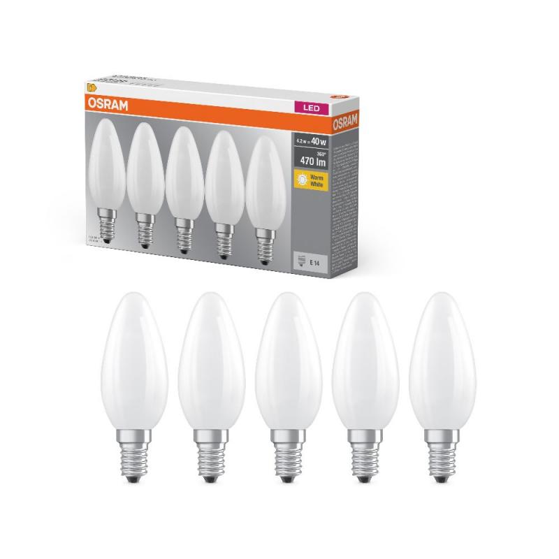 5er-PACK OSRAM LED Leuchtmittel E14 MATT 4W=40W warmweisses Licht