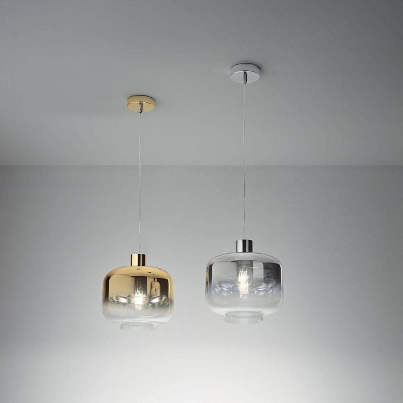 Cathy Pendelleuchte transparent mit Farbverlauf gold geblasenes Glas von Fabas Luce