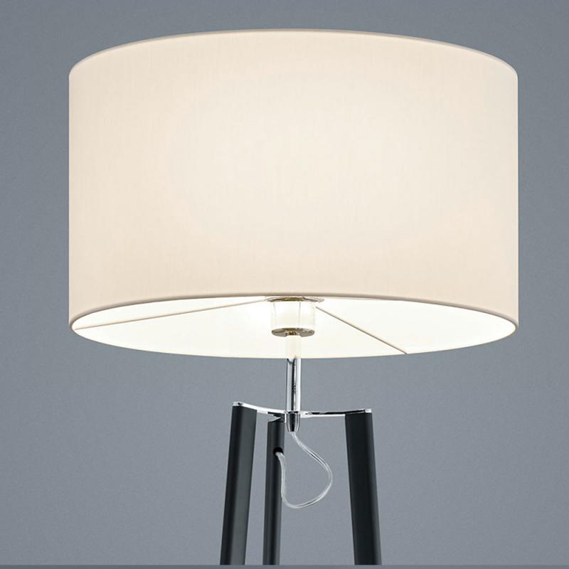 Dreibein Stehleuchte Helestra CERTO mit weißem Schirm