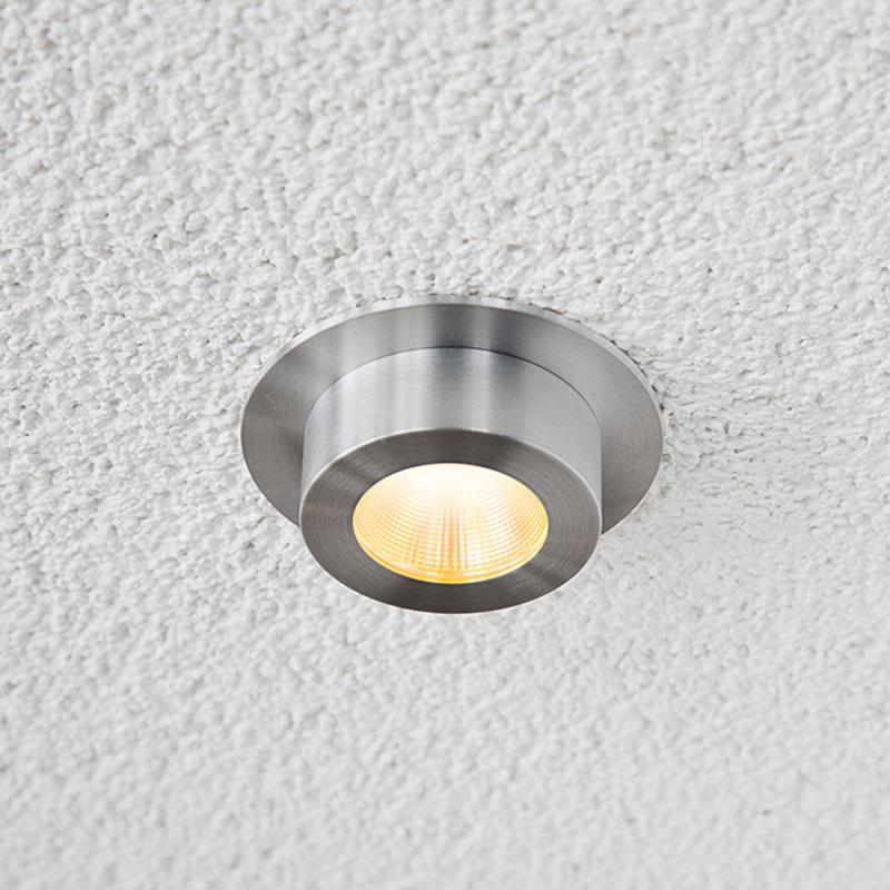 EVN P-LED Decken-Einbaustrahler mit warmweißem Licht & hoher Farbwiedergabe rund alu pol. IP20 6W 3000K 90Ra EinbauØ68