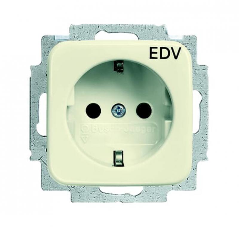 Busch-Jaeger 20 EUC/DVKS-212 SCHUKO® Steckdosen-Einsatz mit Aufdruck "EDV"
