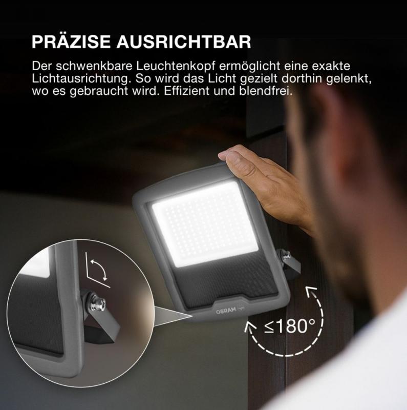 Osram LED Fluter Endura Flood LED 100W DG 4000K Neutralweiß IP65 grau