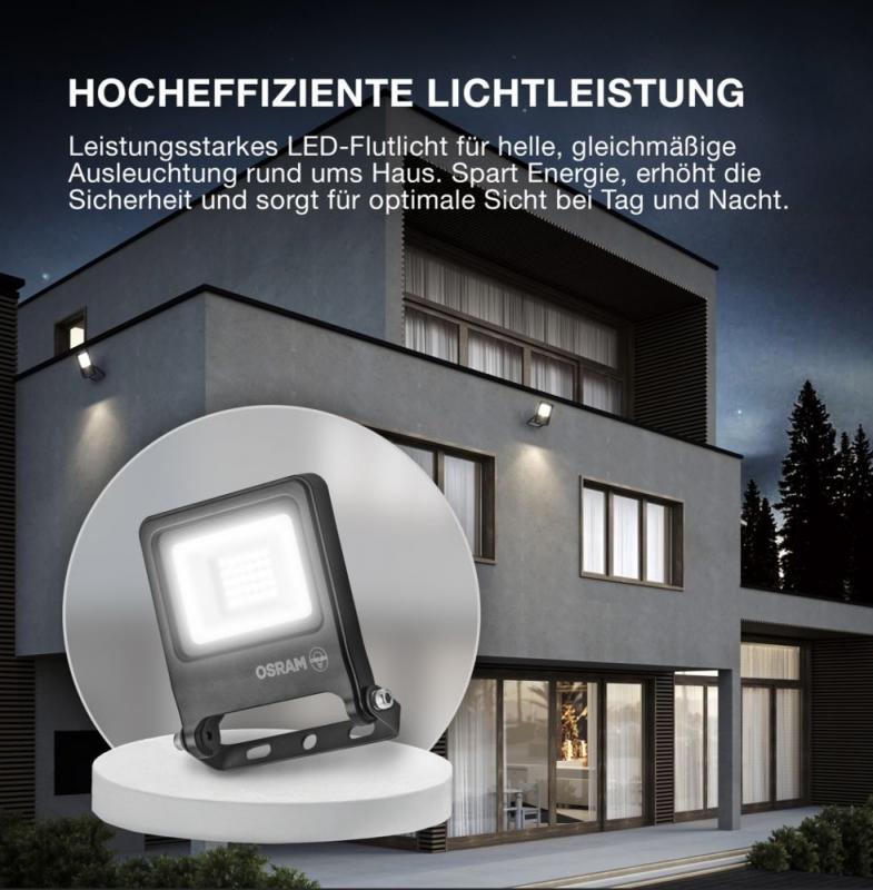 Osram LED Fluter Endura Flood LED 30W 4000K Neutralweiß IP65 grau