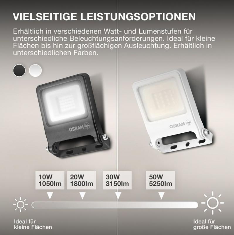 Osram LED Fluter Endura Flood 10W DG 4000K Neutralweiß IP65 grau