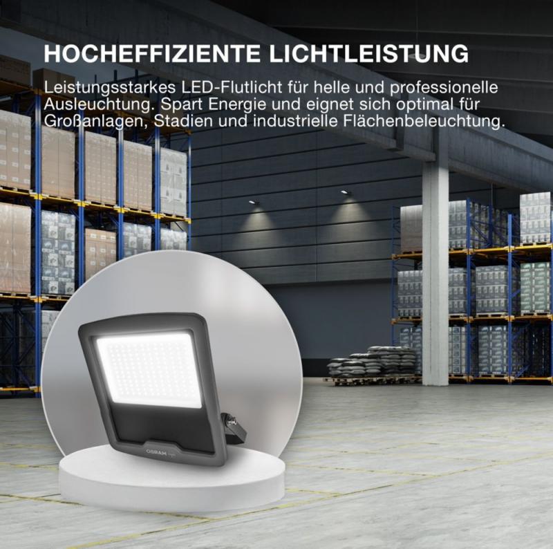 Osram LED Fluter ENDURA FLOOD 150W DG 4000K Neutralweißes Licht für den Außenbereich IP65 grau