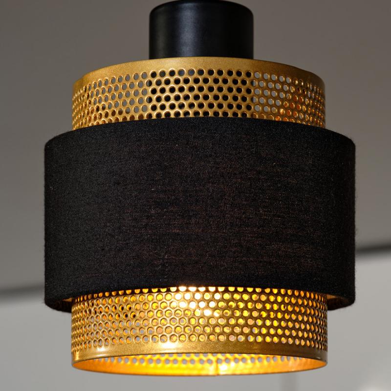 Osram Decor 3-flammige Hornet Pendelleuchte in Schwarz / Gold mit E27 Fassungen - gelungene Symbiose aus Stahl und Polyester-Baumwolle