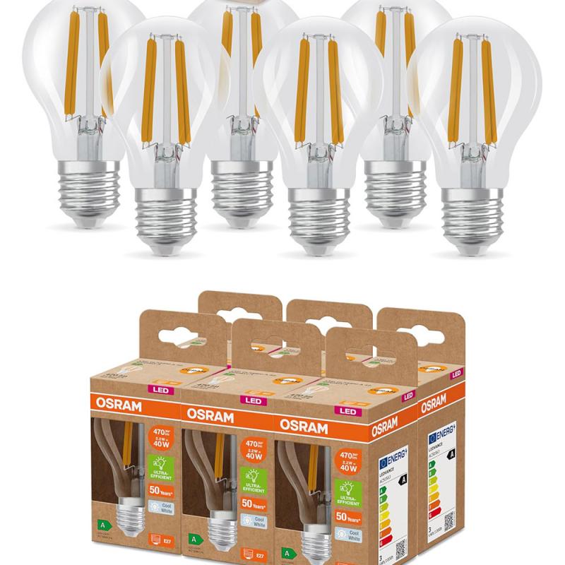 6er Set Osram E27 LED Lampe CLASSIC besonders effizient 2,2W wie 40W 4000 K neutralweißes Licht