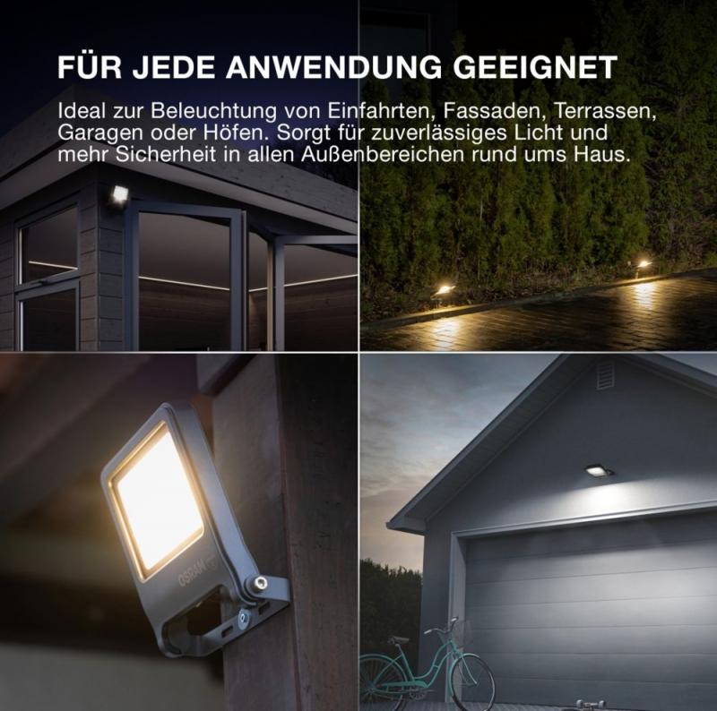 OSRAM Endura Flood LED Fluter 10W 3000K warmweißes Licht IP65 grau