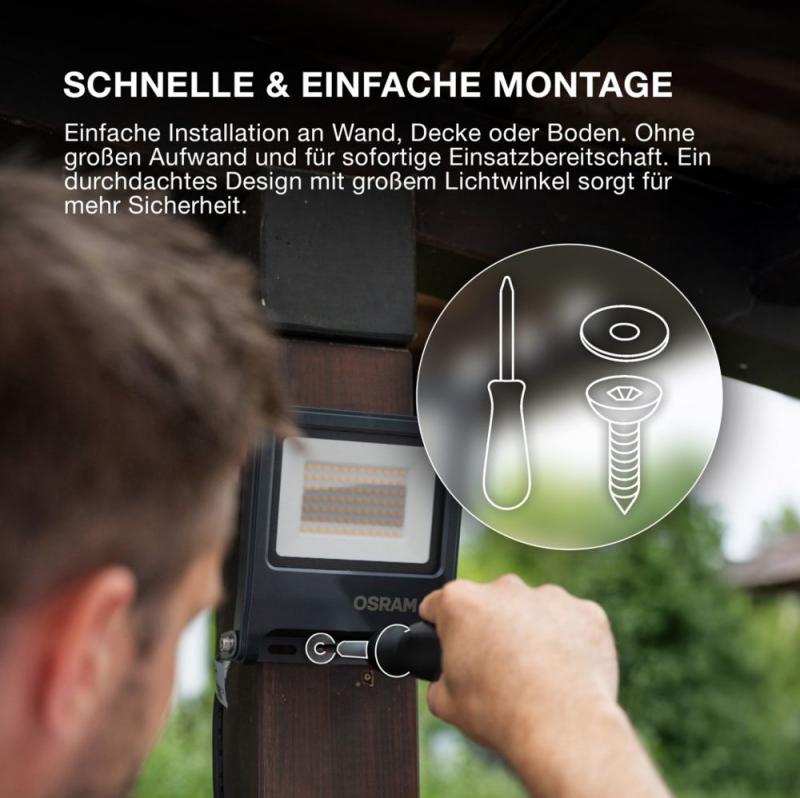 OSRAM Endura Flood LED Fluter 10W 3000K warmweißes Licht IP65 grau