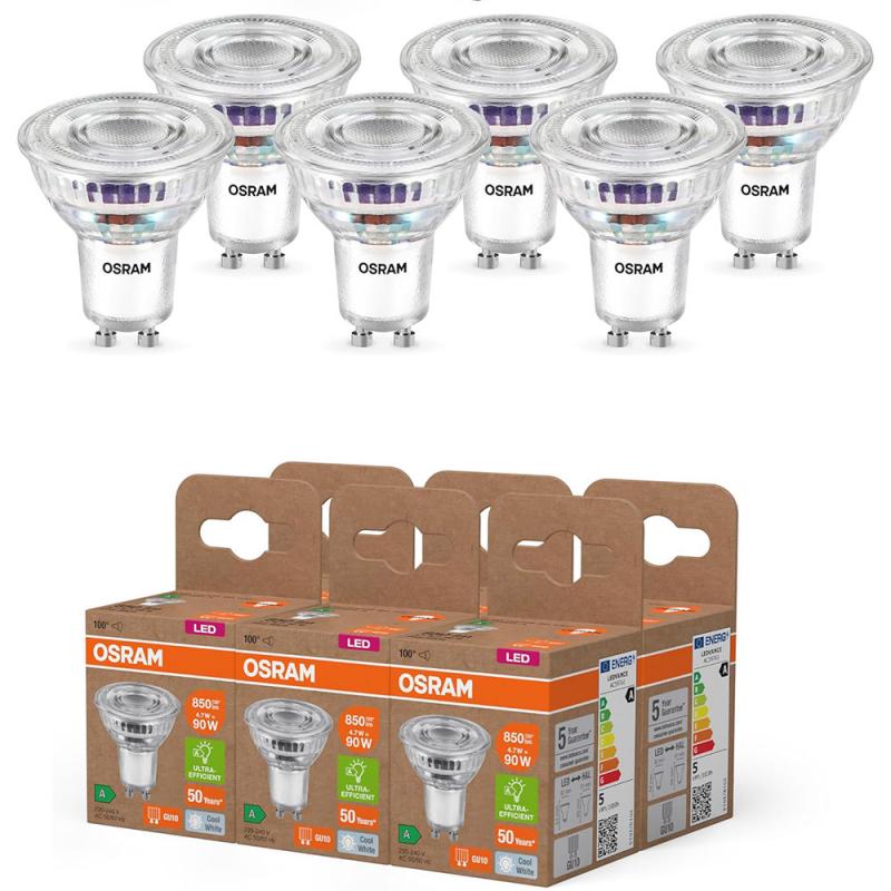 6er Pack Osram GU10 PAR16 LED Strahler STAR besonders effizient 100° 4,7W wie 90W 4000K neutralweißes Licht - Sehr gute Energieeffizienz  breiter Winkel