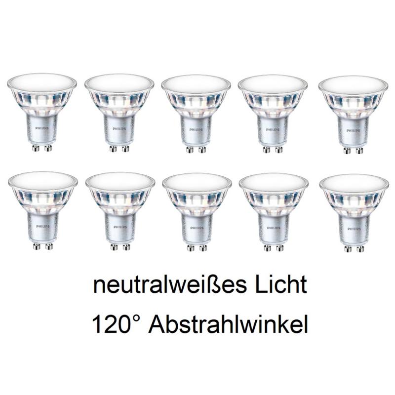10 x Philips GU10 LED Strahler 4,9W wie 50W Glas neutralweiß breiter Abstrahlwinkel 120°