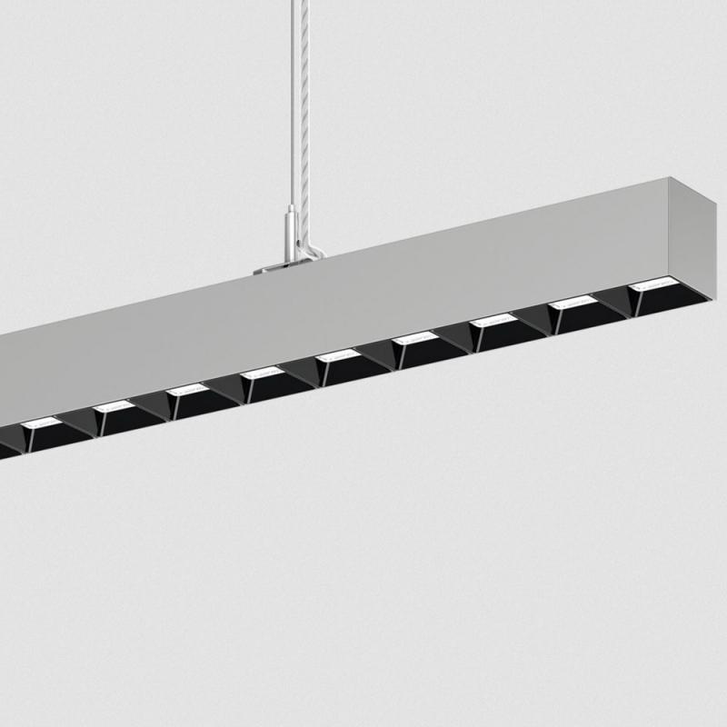 Siteco Silica 21 Hängeleuchte direkt/indirekt symmetrisch breit strahlend, ELDACON® L, Darklight-Reflektor, schwarz, Lichtfarbe 840, UGR ≤ 19, DALI 2, weißaluminium (RAL 9006)