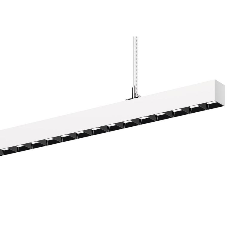 Siteco Silica 21 Hängeleuchte direkt/indirekt symmetrisch breit strahlend, ELDACON® L, Darklight-Reflektor, schwarz, Lichtfarbe 840, UGR ≤ 19, DALI 2, verkehrsweiß (RAL 9016)