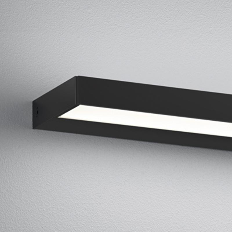 60cm Helestra SLATE LED Wandleuchte & Spiegelleuchte in matt Schwarz & Transparent satiniert