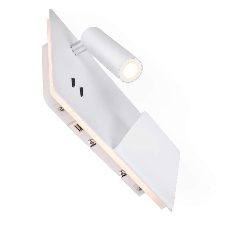 Bett- oder Leseleuchte SOMNILA in weiß mit warmweißen LEDs Version rechts inkl. USB Anschluss SLV 1003458