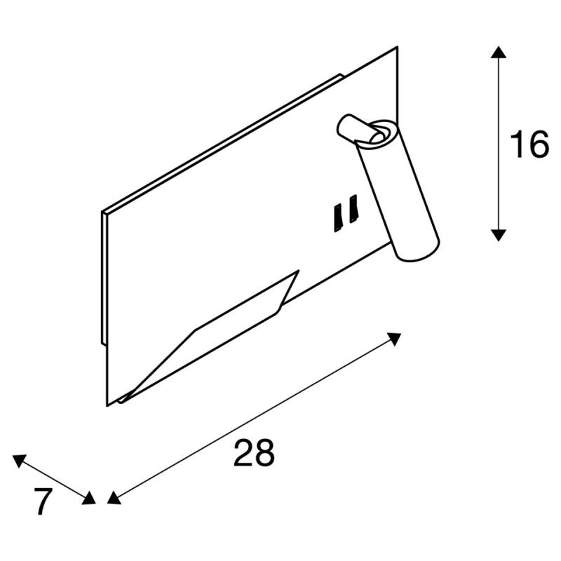 Bett- oder Leseleuchte SOMNILA in weiß mit warmweißen LEDs Version rechts inkl. USB Anschluss SLV 1003458